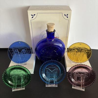 LOT 246: Wheaton Art Glass Cobalt Blue Chevrolet Corvette Decanter, Great American Cars Corvette Paper Weight, Corvettes in Glasstown...