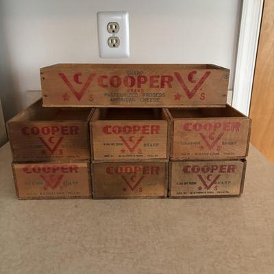 LOT 248: Vintage Wood Boxes: Cooper Sharp Cheese, Breakstone's Cream Cheese, Tuxedo Brand Cream Cheese