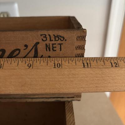 LOT 248: Vintage Wood Boxes: Cooper Sharp Cheese, Breakstone's Cream Cheese, Tuxedo Brand Cream Cheese