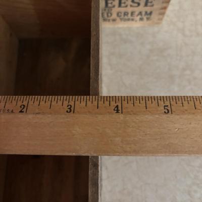 LOT 248: Vintage Wood Boxes: Cooper Sharp Cheese, Breakstone's Cream Cheese, Tuxedo Brand Cream Cheese
