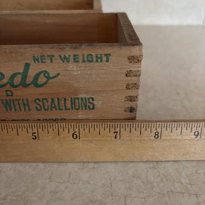 LOT 248: Vintage Wood Boxes: Cooper Sharp Cheese, Breakstone's Cream Cheese, Tuxedo Brand Cream Cheese