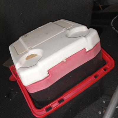 Crappie rod and reels, dip net, cooler
