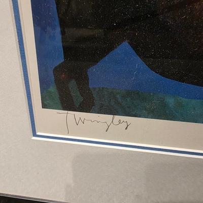Sale Photo Thumbnail #19: This is great Bison print by local artist T Wrigley.  It is signed and numbered and is professionally framed.  Is a great local piece.