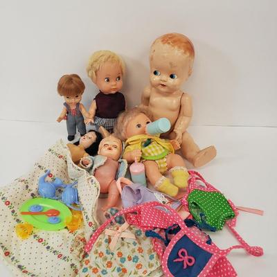 LOT 76: Vintage Baby Doll Assortment with Accessories & Tea Set