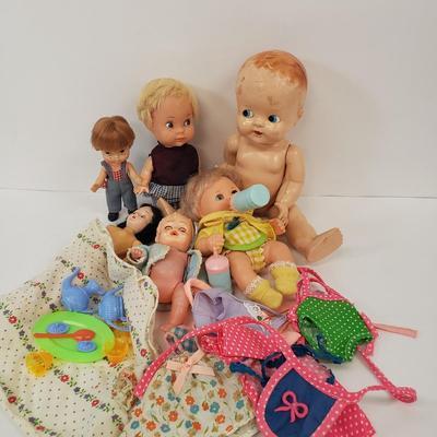 LOT 76: Vintage Baby Doll Assortment with Accessories & Tea Set