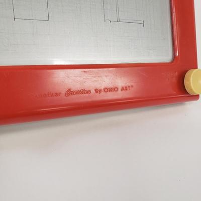 LOT 79: Vintage Woody Woodpecker Watch, Barrel of Monkeys, Playskool Magnetic Puzzle & Etch a Sketch