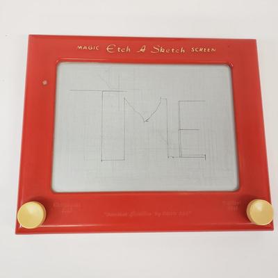 LOT 79: Vintage Woody Woodpecker Watch, Barrel of Monkeys, Playskool Magnetic Puzzle & Etch a Sketch