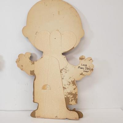 LOT 80: Vintage Peanuts Standing Displays, Tin Tray/Trinket Dish Set & More