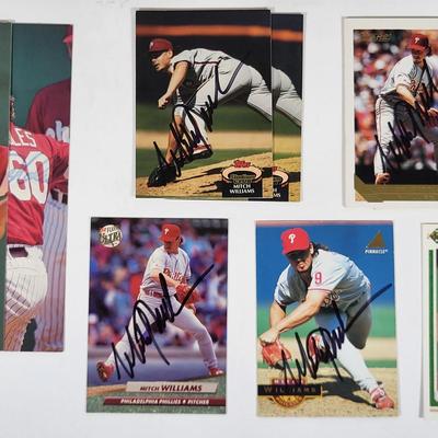 LOT 82: Multiple Philadelphia Phillies Autographs Featuring Mitch Williams, Kevin Stocker and Charlie Hayes on Trading Cards, Baseballs...
