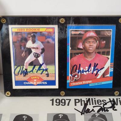 LOT 82: Multiple Philadelphia Phillies Autographs Featuring Mitch Williams, Kevin Stocker and Charlie Hayes on Trading Cards, Baseballs...