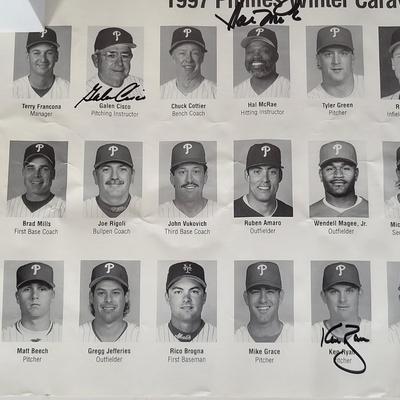 LOT 82: Multiple Philadelphia Phillies Autographs Featuring Mitch Williams, Kevin Stocker and Charlie Hayes on Trading Cards, Baseballs...