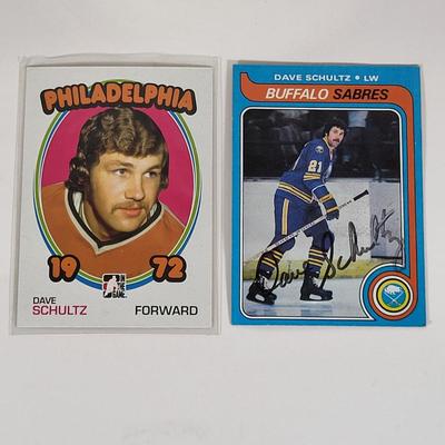 LOT 87: NHL Memorabilia Featuring Autographs of Dave "The Hammer" Schultz on Philadelphia Flyers and Buffalo Sabres