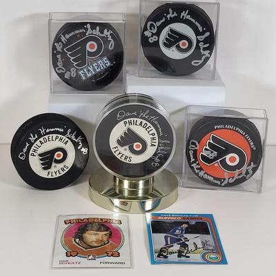 LOT 87: NHL Memorabilia Featuring Autographs of Dave "The Hammer" Schultz on Philadelphia Flyers and Buffalo Sabres