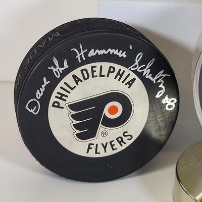 LOT 87: NHL Memorabilia Featuring Autographs of Dave "The Hammer" Schultz on Philadelphia Flyers and Buffalo Sabres