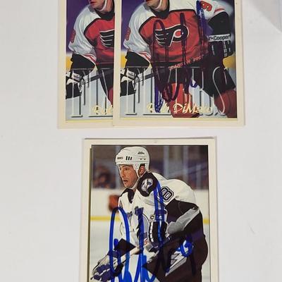 LOT 92: Many Autographed NHL Memorabilia by Philadelphia Flyers Players Rick Macleish, Shjon Podein and Rob DiMaio
