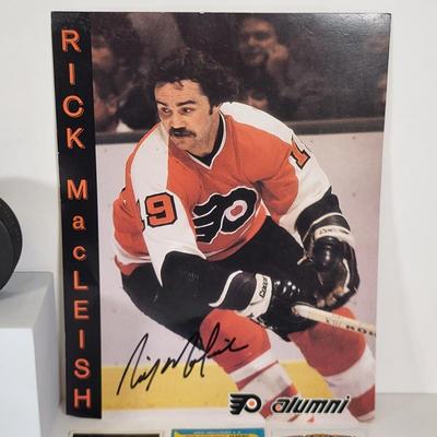 LOT 92: Many Autographed NHL Memorabilia by Philadelphia Flyers Players Rick Macleish, Shjon Podein and Rob DiMaio