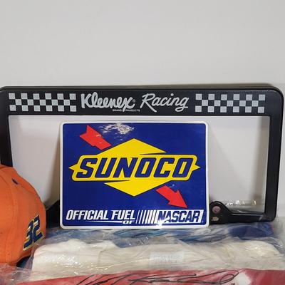LOT 96: Nascar Memorabilia Lot Including Autographed Geico T-shirt, Toy Replicas and More