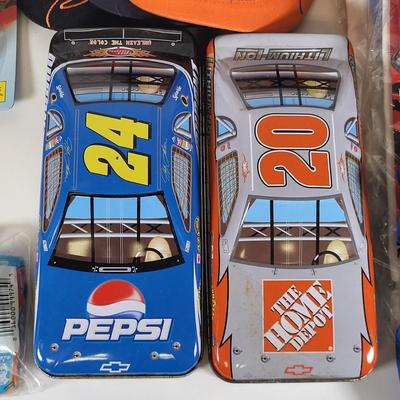LOT 96: Nascar Memorabilia Lot Including Autographed Geico T-shirt, Toy Replicas and More