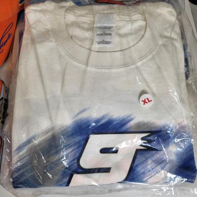 LOT 96: Nascar Memorabilia Lot Including Autographed Geico T-shirt, Toy Replicas and More