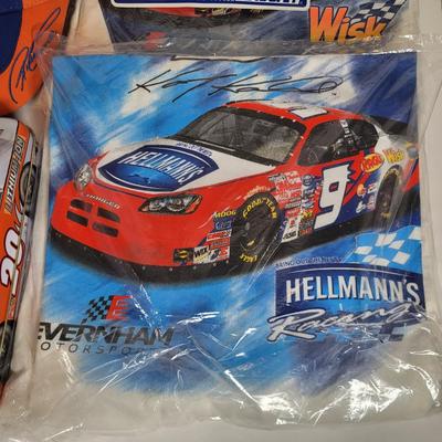 LOT 96: Nascar Memorabilia Lot Including Autographed Geico T-shirt, Toy Replicas and More