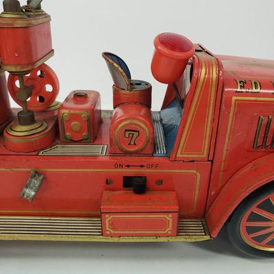LOT 105: Vintage TM Toys Tin Litho Fire Trucks
