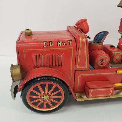 LOT 105: Vintage TM Toys Tin Litho Fire Trucks