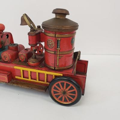 LOT 105: Vintage TM Toys Tin Litho Fire Trucks