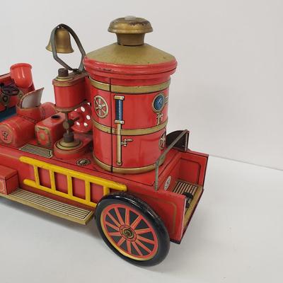 LOT 105: Vintage TM Toys Tin Litho Fire Trucks