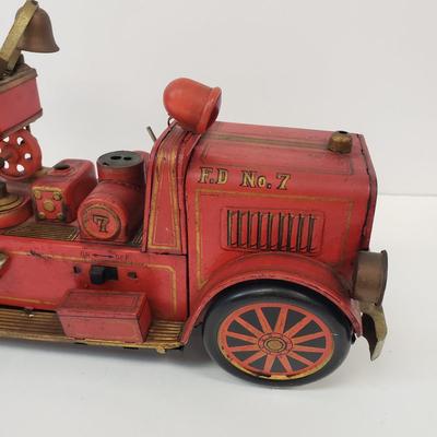 LOT 105: Vintage TM Toys Tin Litho Fire Trucks