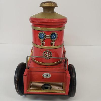 LOT 105: Vintage TM Toys Tin Litho Fire Trucks