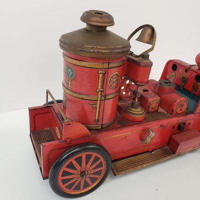 LOT 105: Vintage TM Toys Tin Litho Fire Trucks
