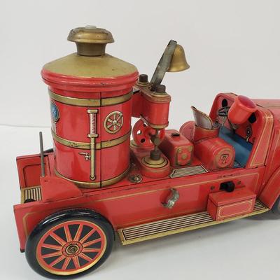 LOT 105: Vintage TM Toys Tin Litho Fire Trucks