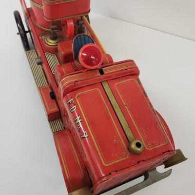 LOT 105: Vintage TM Toys Tin Litho Fire Trucks