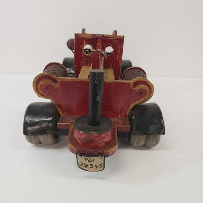 LOT 110: Vintage Wooden Hand Painted Toy Fire Truck