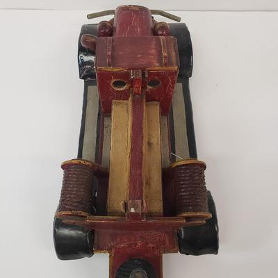 LOT 110: Vintage Wooden Hand Painted Toy Fire Truck