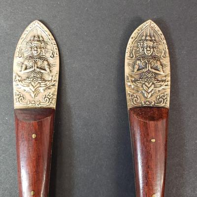LOT 112: Vintage Urai Thailand Flatware Set with Buddha Design
