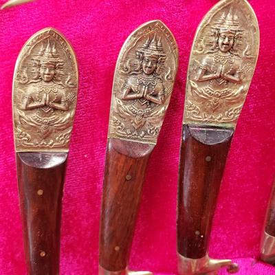 LOT 112: Vintage Urai Thailand Flatware Set with Buddha Design