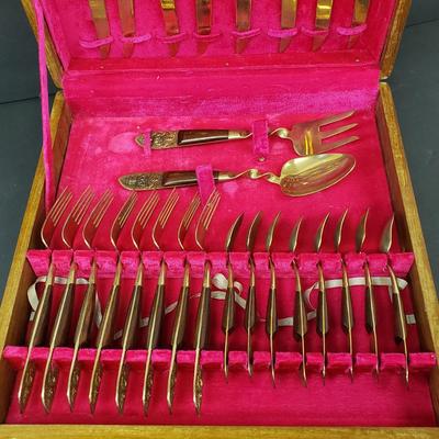 LOT 112: Vintage Urai Thailand Flatware Set with Buddha Design