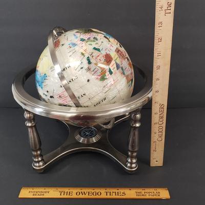 LOT 113: Mother of Pearl Style Tabletop World Globe