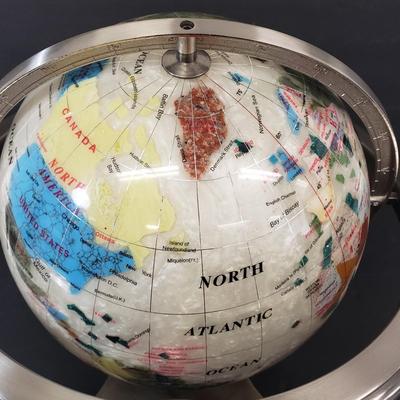 LOT 113: Mother of Pearl Style Tabletop World Globe