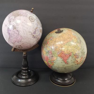 LOT 114: Vintage Replogle 10" World Globe & Decorative Tabletop Globe