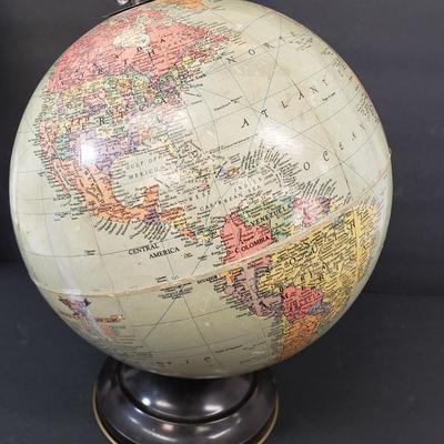 LOT 114: Vintage Replogle 10" World Globe & Decorative Tabletop Globe