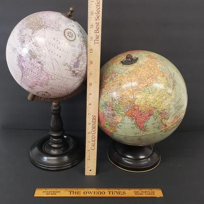 LOT 114: Vintage Replogle 10" World Globe & Decorative Tabletop Globe