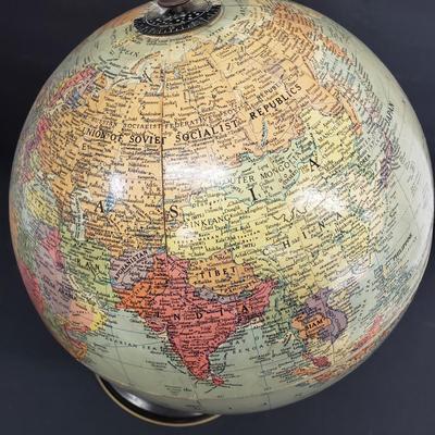 LOT 114: Vintage Replogle 10" World Globe & Decorative Tabletop Globe