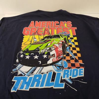 LOT 118: Huge Nascar Collection; Tshirts, Hats, Toy Cars, Flag & More