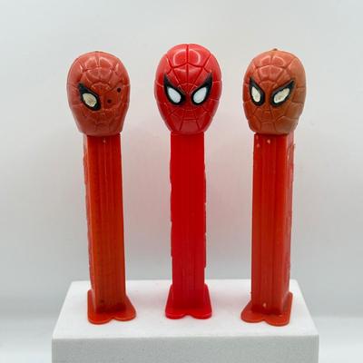 LOT 127: Super Hero Pez Dispensers: Vintage Spiderman, Batman & Wonder Woman
