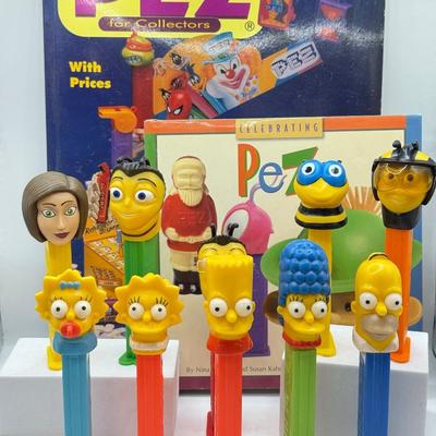 LOT 136: Pez Collector's Books & Dispensers from Simpsons & Bee Movie