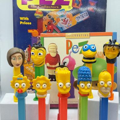 LOT 136: Pez Collector's Books & Dispensers from Simpsons & Bee Movie