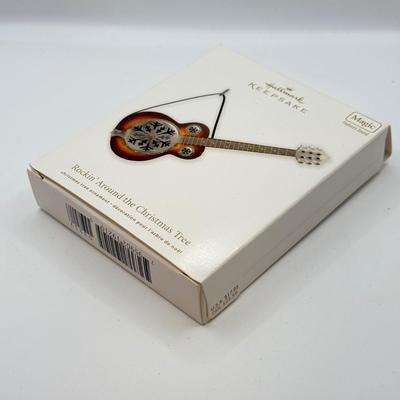 LOT 140: 2011 Hallmark Keepsake Magic Guitar Ornament in Box: Rockin' Around the Christmas Tree