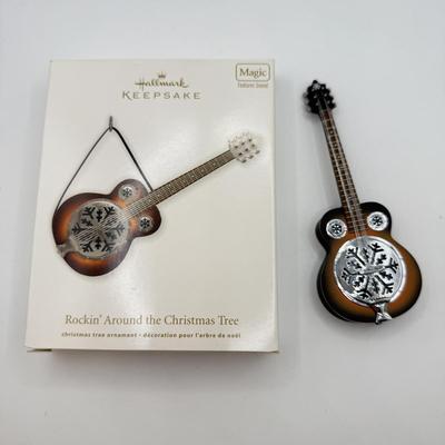 LOT 140: 2011 Hallmark Keepsake Magic Guitar Ornament in Box: Rockin' Around the Christmas Tree